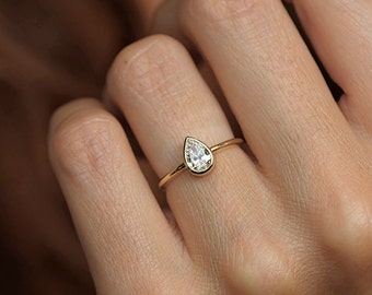 0.5 Carat Diamond Ring, Pear Solitaire Engagement Ring, Pear Solitaire Ring, Pear Cut Engagement Ring, Pear Diamond Ring, Capucinne, Ring