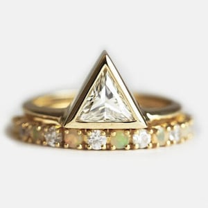 0.75ct Triangle Diamond Engagement Ring, Triangle Diamond Ring, Trillion Engagement Ring, 18k Gold Engagement Ring