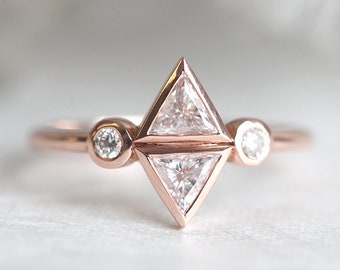 Diamond Trillion Ring, Trillion Engagement Ring, Unique Engagement Ring, Triangle Diamond Ring, Dainty Diamond Engagement Ring, Diamond Ring
