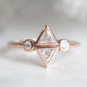 Diamond Trillion Ring, Trillion Engagement Ring, Unique Engagement Ring, Triangle Diamond Ring, Dainty Diamond Engagement Ring, Diamond Ring image 1