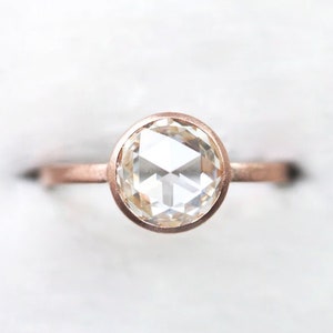 1.5 carat Rose Cut Diamond Ring, Round Rose Cut Diamond Ring, White Rose Cut Diamond Ring, Solitaire Diamond Ring, Solitaire Rose Cut Ring