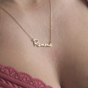 Gold name necklace, 14k solid gold necklace, Small personalized necklace, Tiny custom necklace image 3