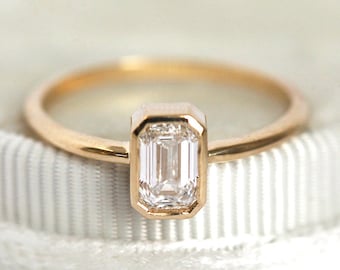 Emerald Cut Diamond Engagement Ring, Emerald Cut Engagement Ring, .5 Carat Diamond Ring, .5 Ct Diamond Ring, Diamond Solitaire Ring