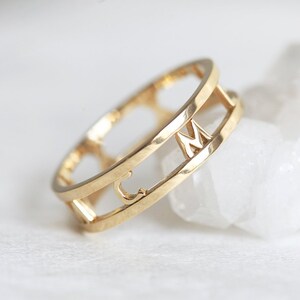 Roman Numerals Ring, Custom Double Band, Personalized Ring, 14k or 18k Solid Gold