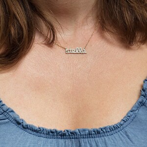 Name Necklace with Diamonds in 14k Solid Gold, Choose Your Number of Letters, Perfect Gift For Her, Mom Necklace image 3