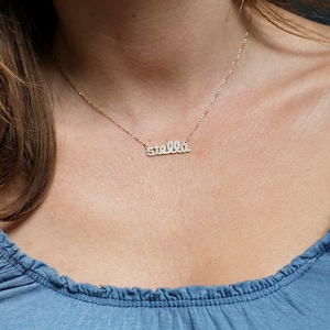 Name Necklace with Diamonds in 14k Solid Gold, Choose Your Number of Letters, Perfect Gift For Her, Mom Necklace image 1