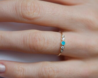 Turquoise engagement sale ring with diamonds