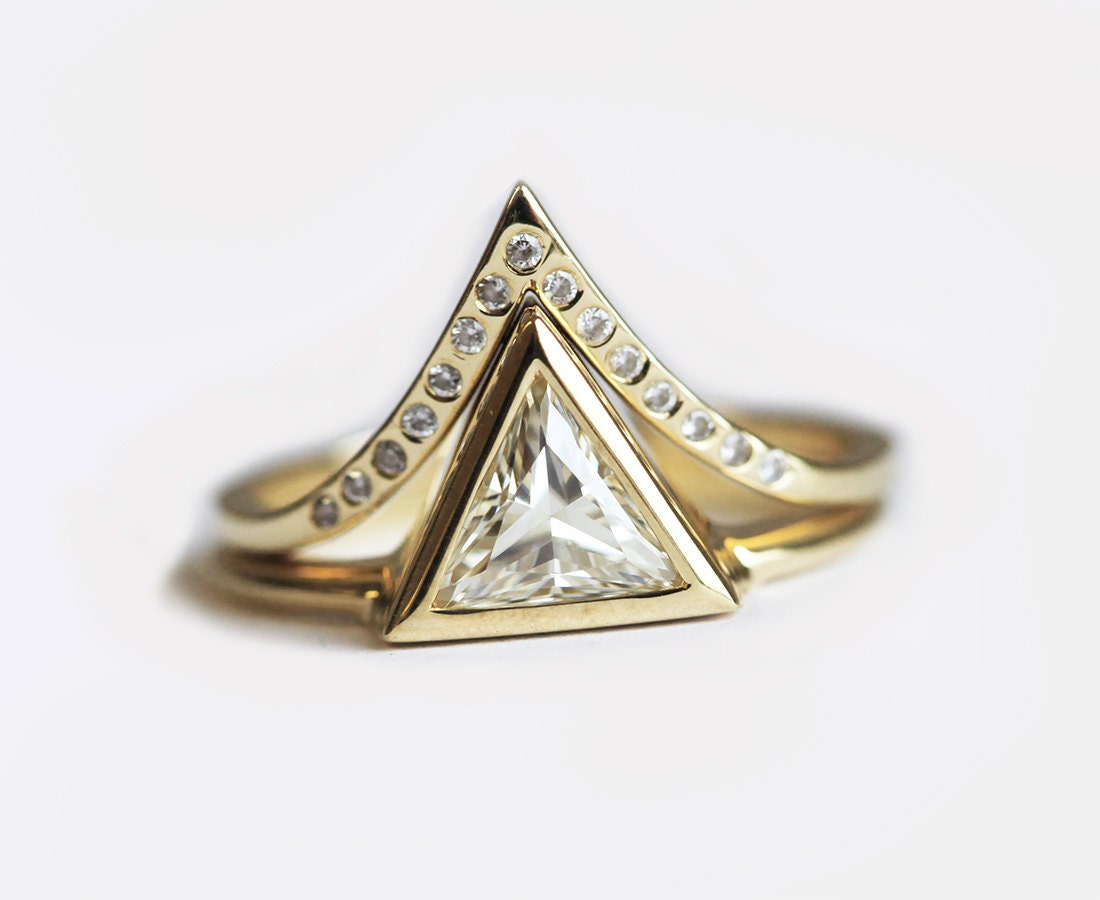0.75 carat Trillion Diamond Ring Triangle Diamond Ring | Etsy