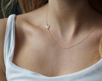 Sideways Initial Necklace Gold Letter 
