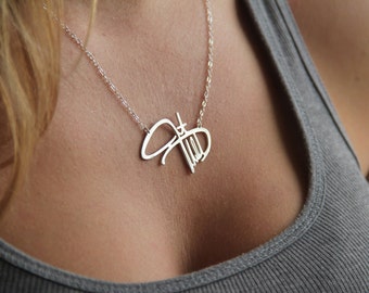 Handwriting jewelry, Signature necklace, Handwritten name necklace, Personal silver necklace