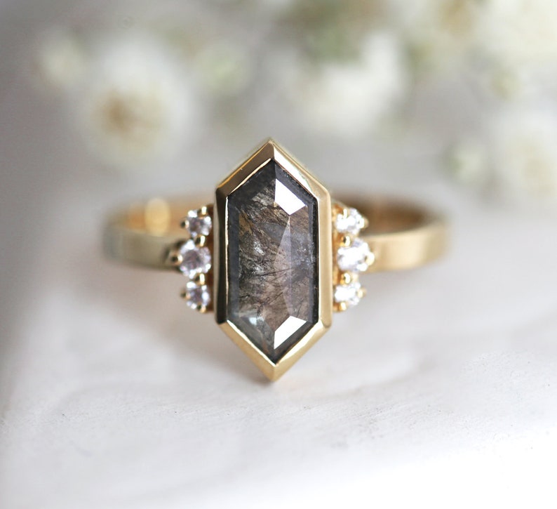 Natural Diamond Ring Galaxy Diamond Ring Hexagon Diamond | Etsy