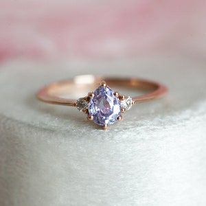 Lavender Sapphire Ring, Purple Engagement Ring, Violet Pear Ring ...