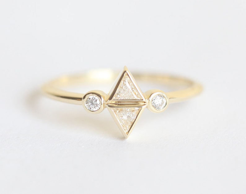 Diamond Trillion Ring, Trillion Engagement Ring, Unique Engagement Ring, Triangle Diamond Ring, Dainty Diamond Engagement Ring, Diamond Ring image 6