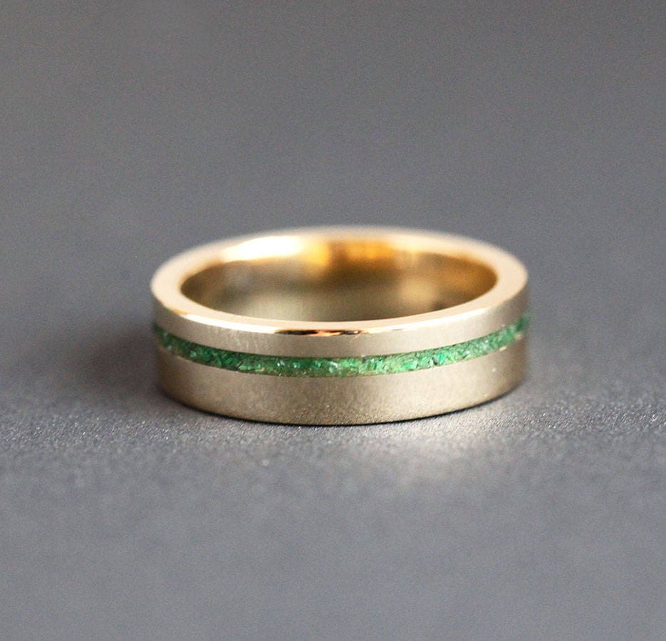 Emerald inlay rings deals