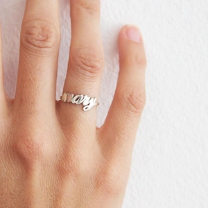 Anillo personalizado de oro, anillo personalizado de 14 k, anillo con nombre de oro de 14 k, anillo con nombre de oro rosa, anillo con nombre de oro, anillo con nombre de plata, anillo macizo de 14 k