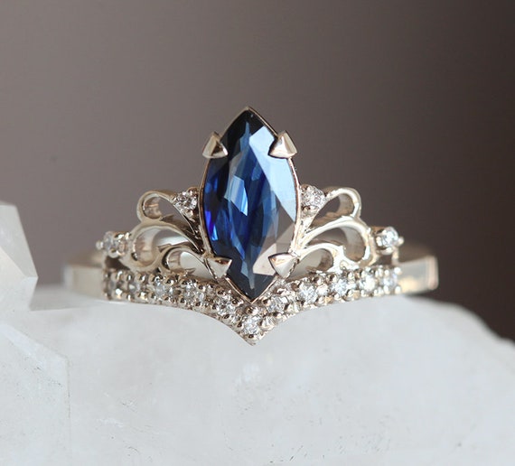 Marquise cut blue sapphire ring shop