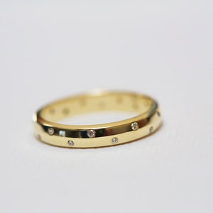 Gold Diamond Wedding Ring Set For Her & Him in 14k or 18k Gold, 3mm and 4mm Wide Bands, Anniversary Rings image 2