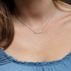 Collar con nombre y diamantes en oro macizo de 14 k, elige el número de letras, regalo perfecto para ella, collar para mamá