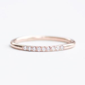 Simple Nine White Diamond Pave Band in 14k or 18k Solid Gold