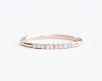 Simple Nine White Diamond Pave Band in 14k or 18k Solid Gold