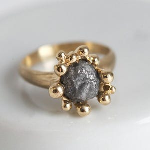 Raw Diamond Ring, Natural Rough Diamond Ring Yellow Gold, 14k
