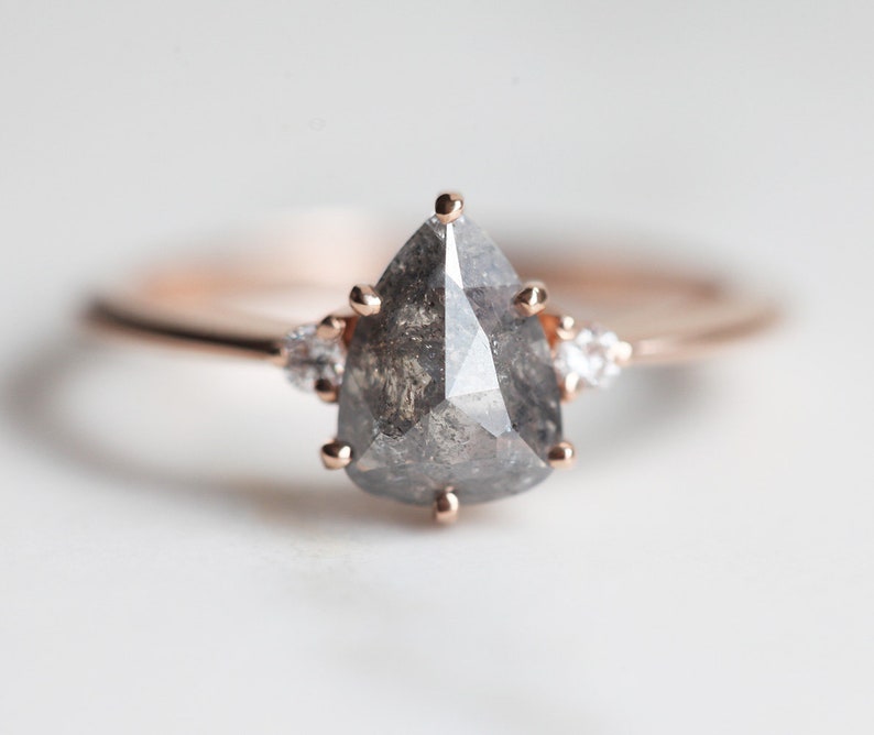 Salt Pepper Diamond Ring Salt and Pepper Engagement Ring Etsy