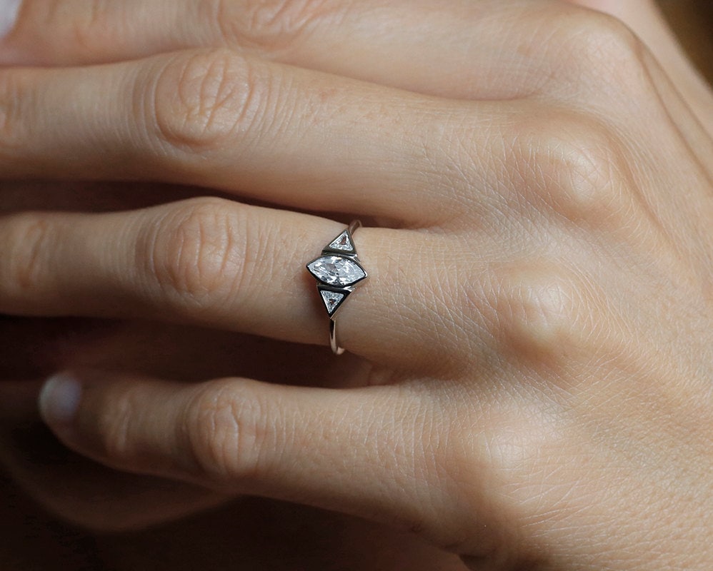 Marquise diamond with trillion side diamonds sale