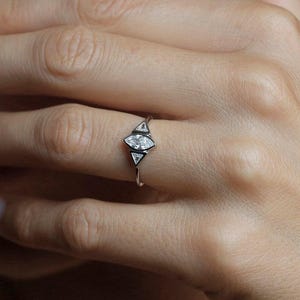 Marquise Diamond Engagement Ring, Trillion Diamond Ring, Three Stone Ring, Three Diamond Ring, Marquise Diamond Ring, .5 Carat Diamond Ring