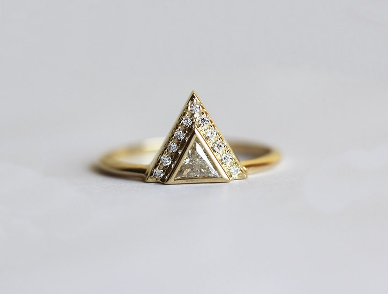 Triangle Diamond Engagement Ring Trillion Diamond Band image 4