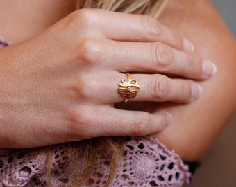 Gold Monogram Ring, Dainty Initial Ring, Personalized Letter Ring in Sterling Silver, 14k or 18k Solid Gold