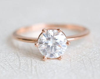 Solitaire Diamond Ring: Half Carat, Rose Gold Wedding Band