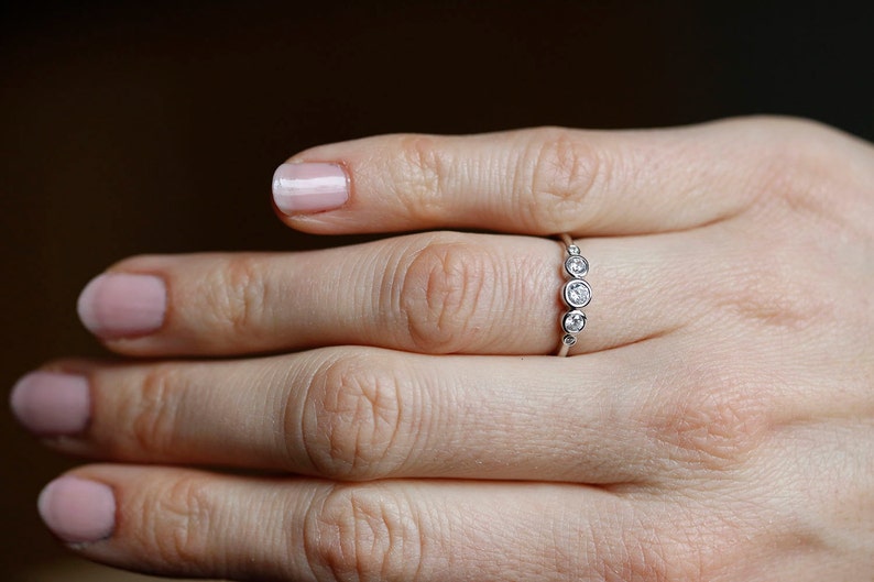 Bezel Diamond Ring, Diamond Engagemet Ring, Bezel Engagement Ring, White Gold Diamond Ring, Diamond Band, Wedding Ring, Diamond Ring image 5