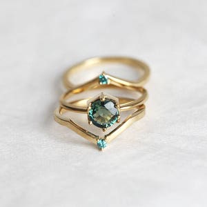 Teal Sapphire Ring, Sapphire Engagement Ring, Teal Blue Sapphire Ring, Rose Gold Sapphire Ring, Hexagong Ring, Simple Engagement Ring image 8