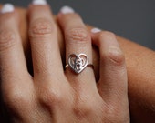 Monogram Ring, Silver Monogram Ring, Letter Ring, Initial Monogram Ring, Heart Monogram Ring