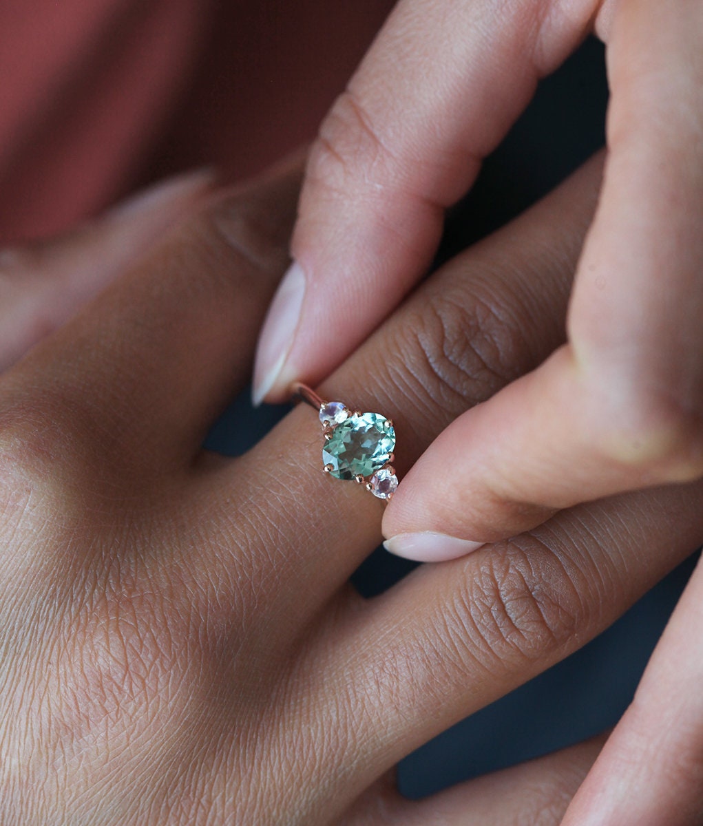 Mint tourmaline hotsell engagement ring