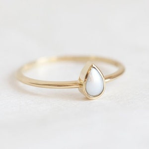 Pearl Engagement Solitaire, Pear Shaped Ring in 14k or 18k Solid Gold, Sterling Silver or Rose, Yellow Vermeil image 5