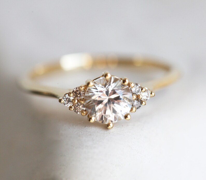 Round Salt and Pepper Diamond Ring Diamond Cluster Engagement Etsy