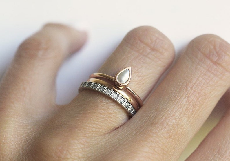 Pearl engagement ring Rose gold pearl solitaire Delicate image 4