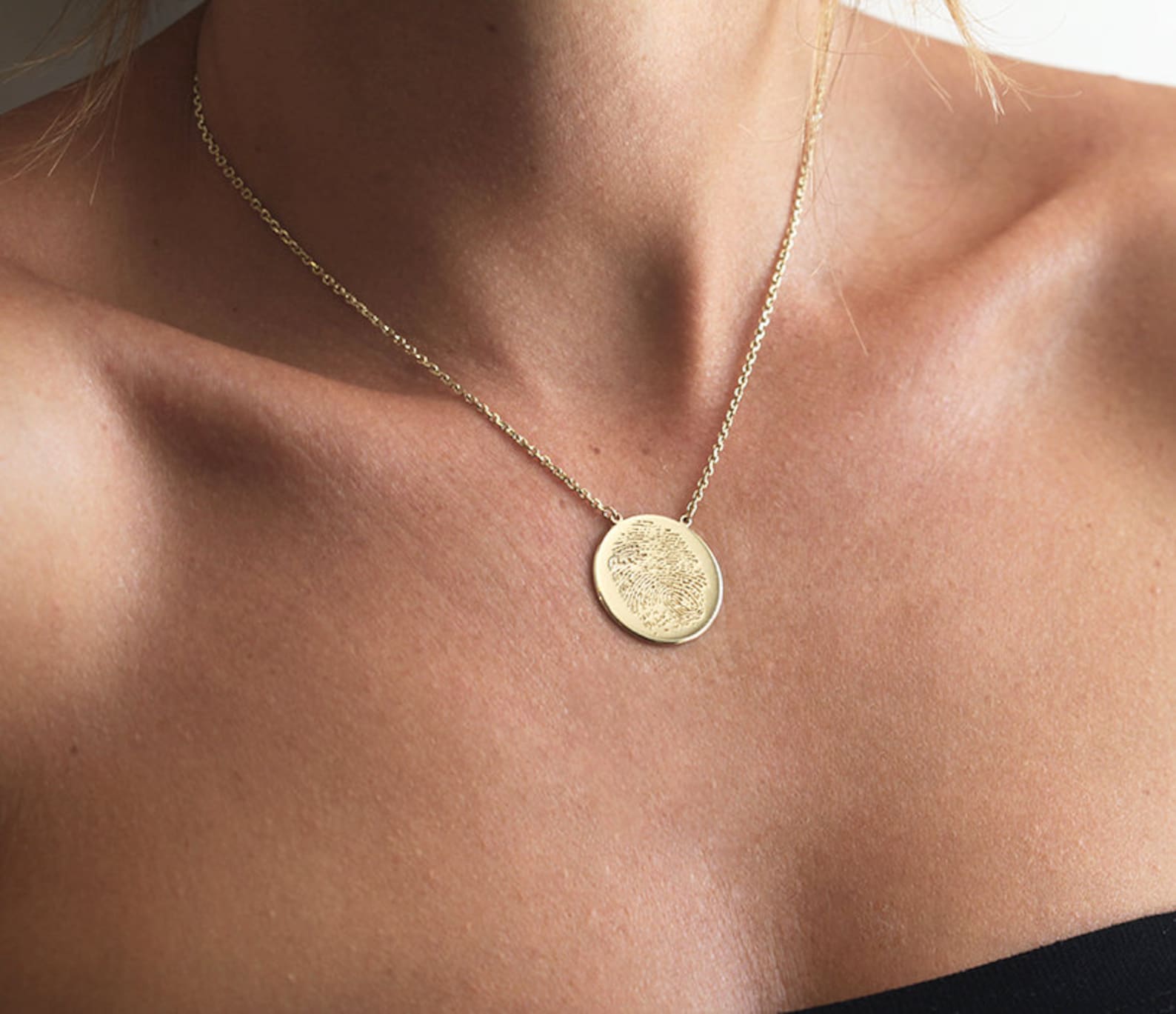 Actual Fingerprint Necklace Solid Gold or Silver Thumb Print Etsy
