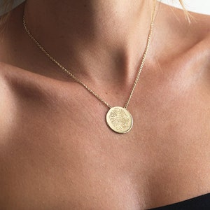 Actual fingerprint necklace, Solid gold, or silver thumb print necklace, Custom memorial disc necklace image 6