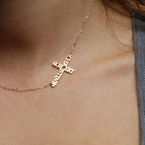 Cross Custom Jewelry 14k Gold Name 
