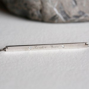 Zirkonia Typenschild Halskette, Silber Namenskette solide, Diamond Bar Halskette, graviert, personalisierte Halskette, 14k Gold Schmuck Bild 2