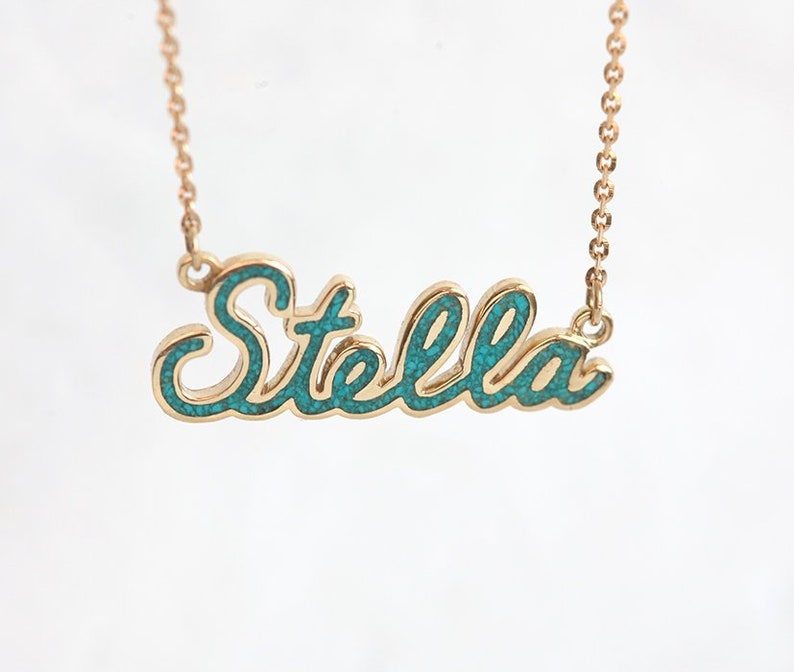 Name Necklace with Diamonds in 14k Solid Gold, Choose Your Number of Letters, Perfect Gift For Her, Mom Necklace image 7