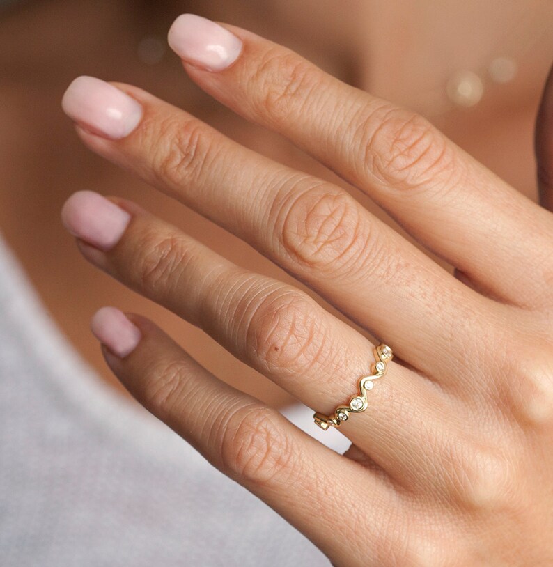 Bubbles Wedding Ring Gold Wedding Ring Diamond Wedding Band Etsy