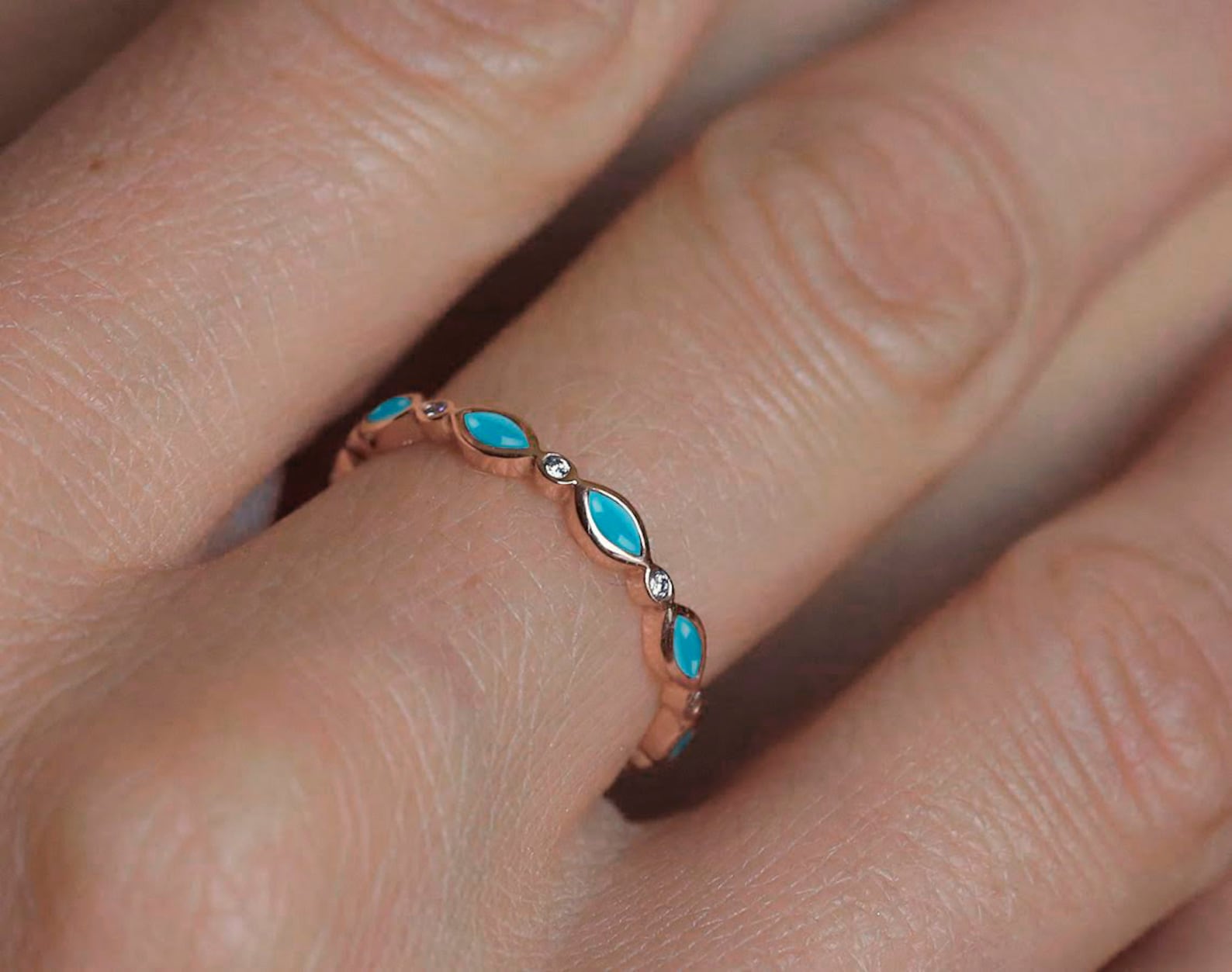 Turquoise Wedding Ring Turquoise Diamond Band Eternity Ring - Etsy