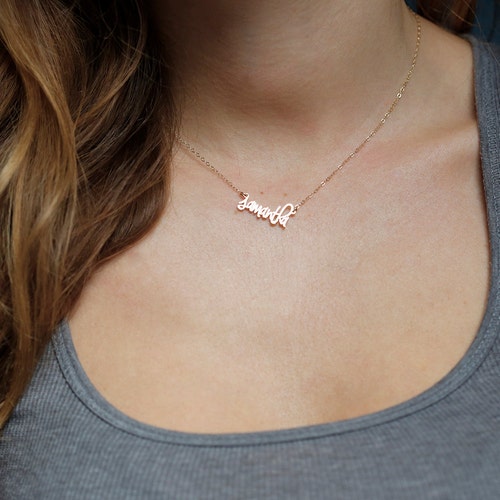 Small Name Necklace Gold Custom 
