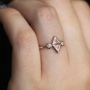Diamond Trillion Ring, Trillion Engagement Ring, Unique Engagement Ring, Triangle Diamond Ring, Dainty Diamond Engagement Ring, Diamond Ring image 2