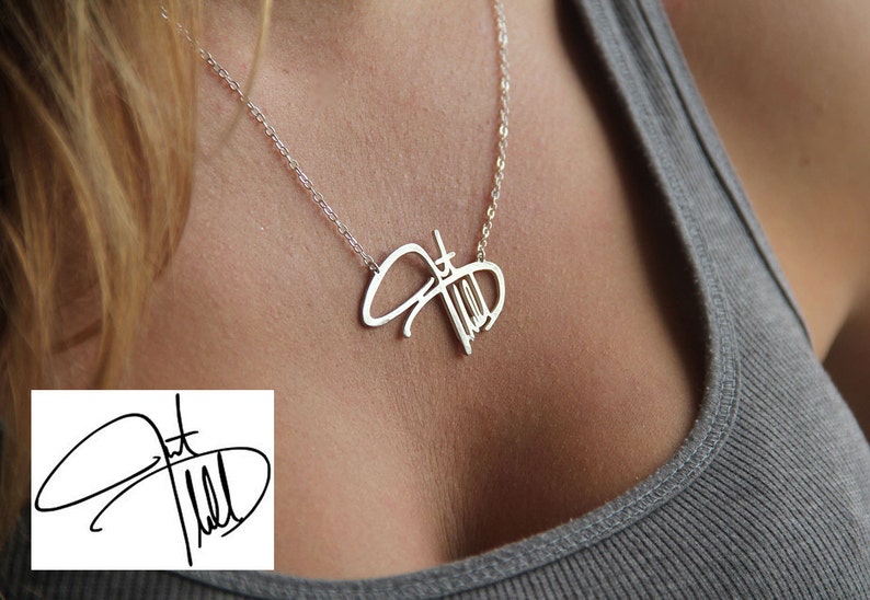 Handwriting jewelry, Signature necklace, Handwritten name necklace, Personal silver necklace image 2