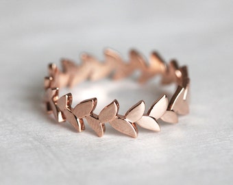 Rose Gold Wedding Band, Rose Gold Vine Ring, 14k Gold Leaf Ring, Leaves Band, Nature Ring Gold, Platinum Leaf Ring, Nature Inspired Ring