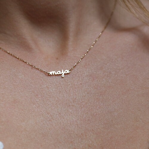 14k Gold Name Necklace Extra Tiny 